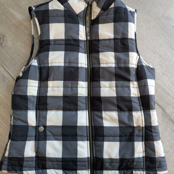 Natural Reflections Jackets & Blazers - Natural Reflections Vest Womens Medium Plaid Black And White Puffer